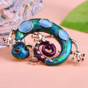 Snake Natural Geoko Stone Animal Broches Brooch With Cat Stone Brooch Wedding Hijab Scarf Pins Up