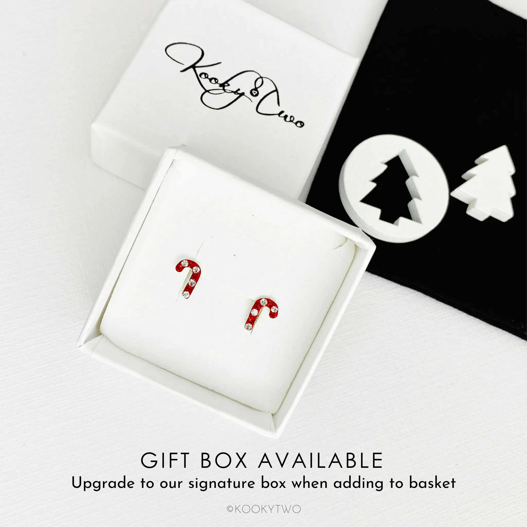 Sparkle Candy Cane Stud Earrings