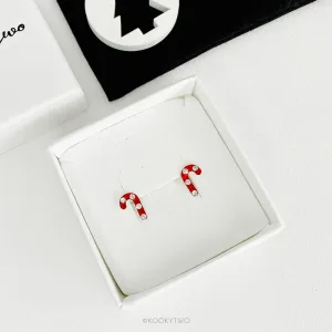 Sparkle Candy Cane Stud Earrings