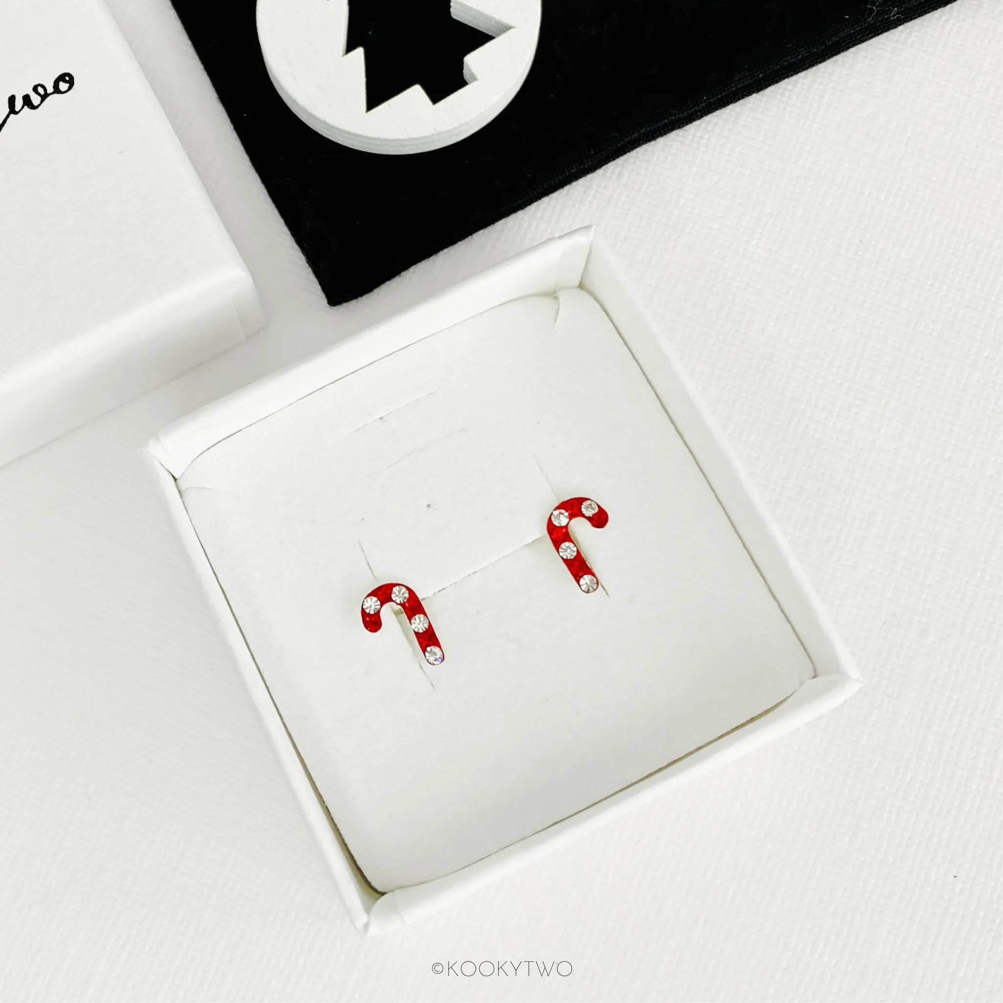 Sparkle Candy Cane Stud Earrings