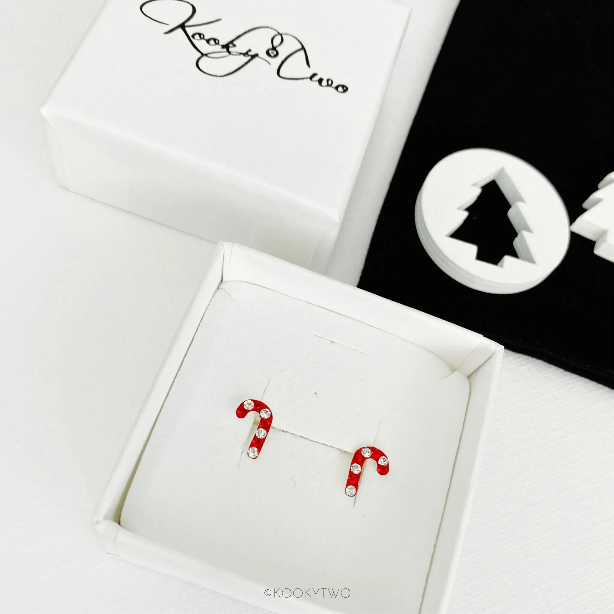 Sparkle Candy Cane Stud Earrings