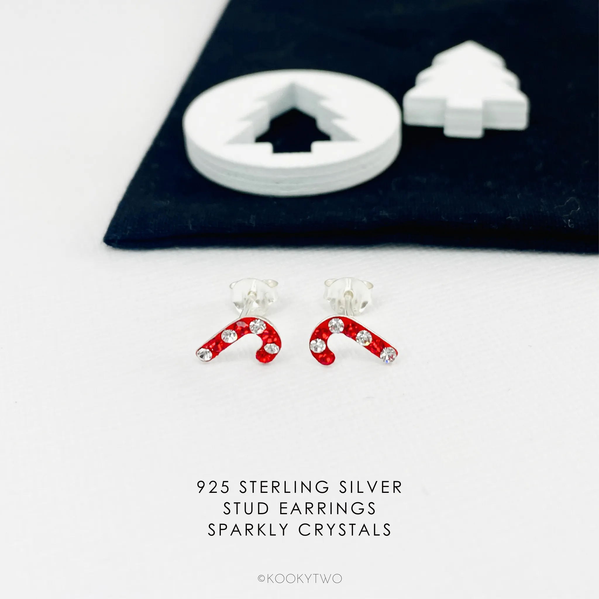 Sparkle Candy Cane Stud Earrings