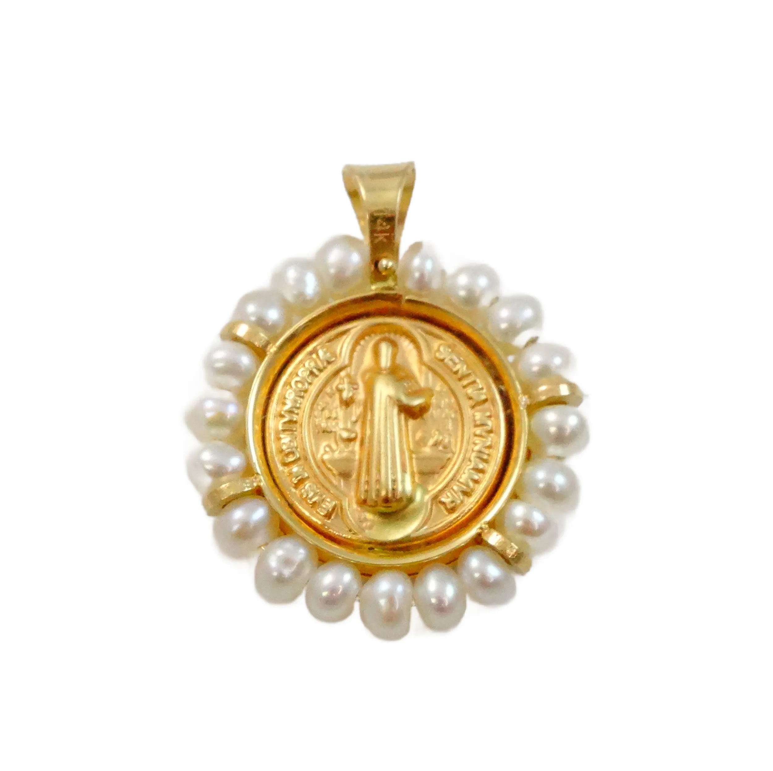 St Benedict Pendant with Pearls