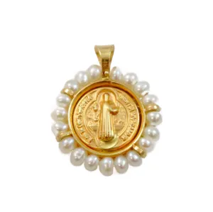 St Benedict Pendant with Pearls