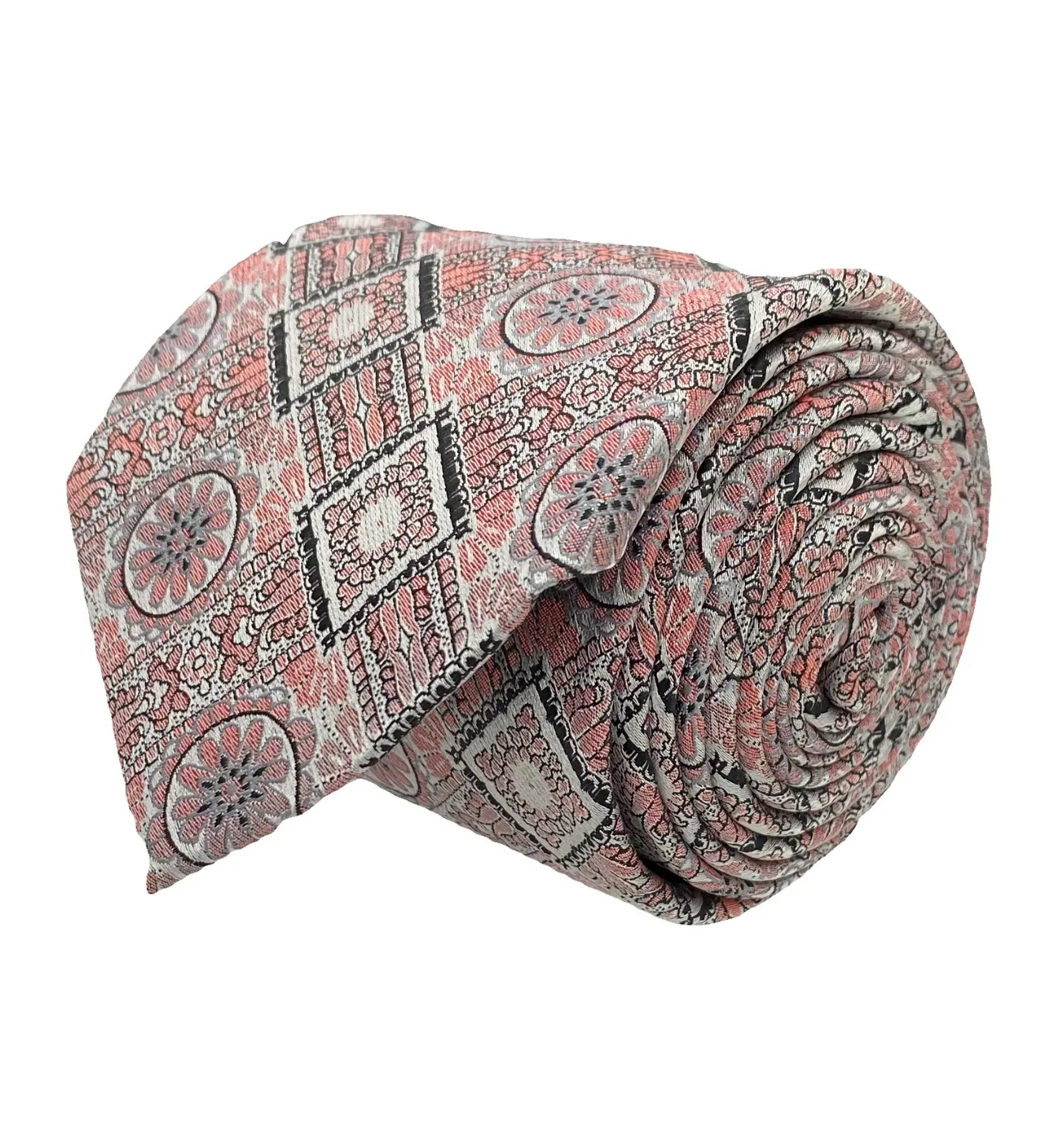 Stacy Adams Tie and Handkerchief - Pink Daisy T43