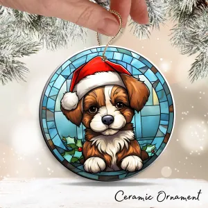Stained Glass Farmhouse Christmas Animal Ceramic Ornament 71-13