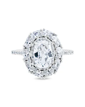 Sterling Silver Callie Oval CZ Border Ring