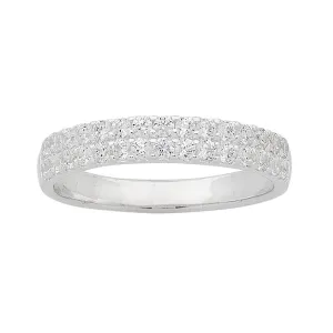 Sterling Silver Double Row Cubic Zirconia Ring