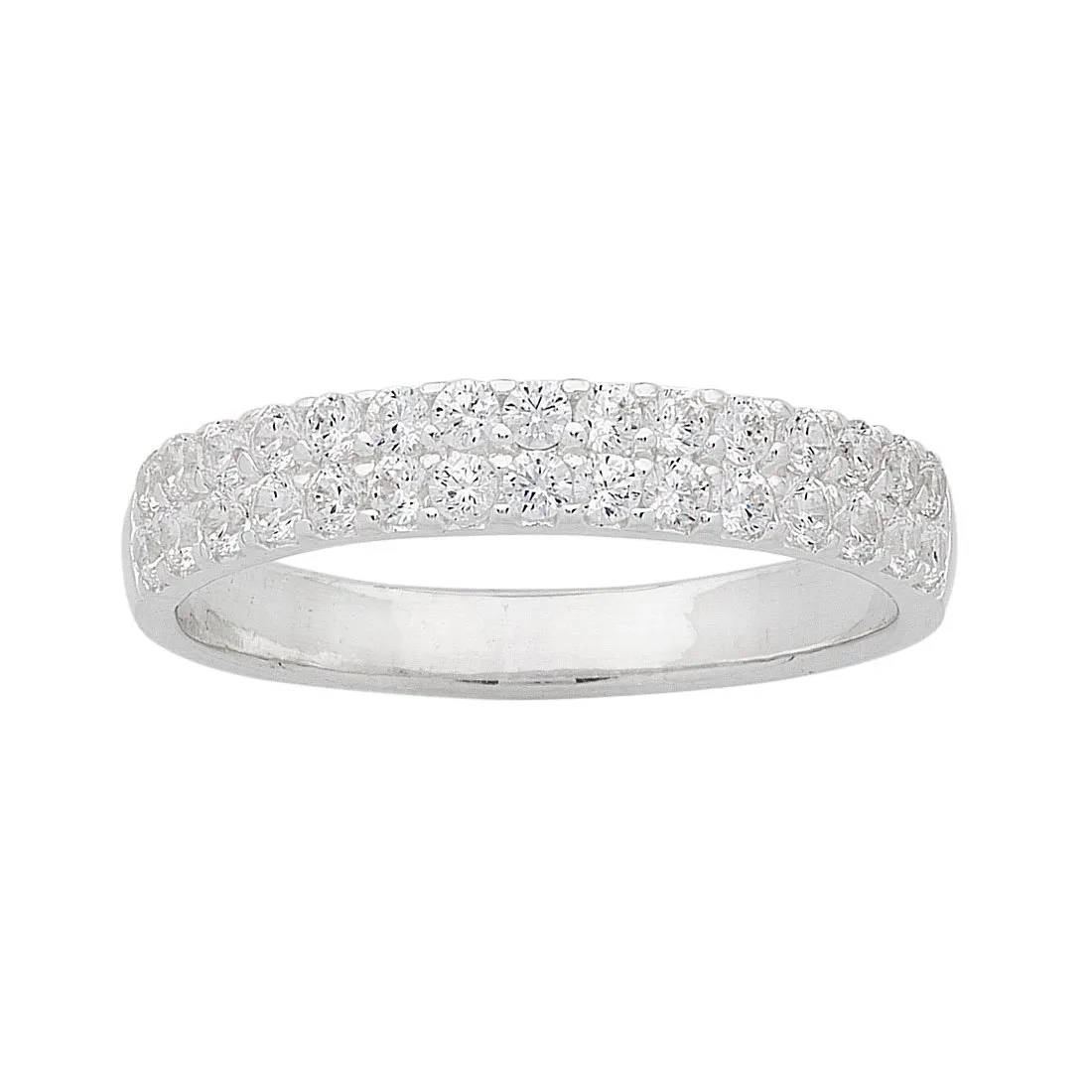 Sterling Silver Double Row Cubic Zirconia Ring
