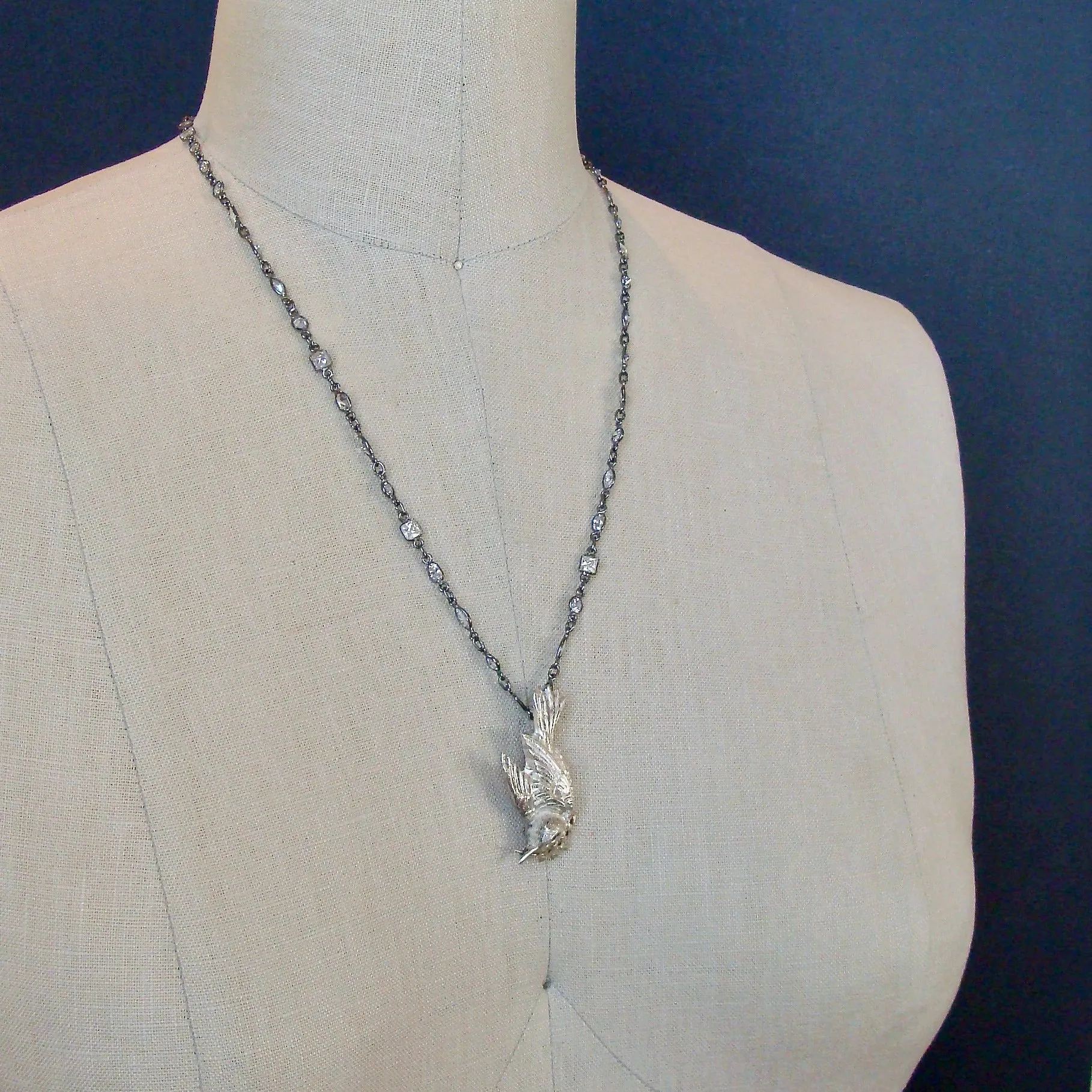 Sterling Silver Peace Dove Brooch Necklace - Dove Necklace