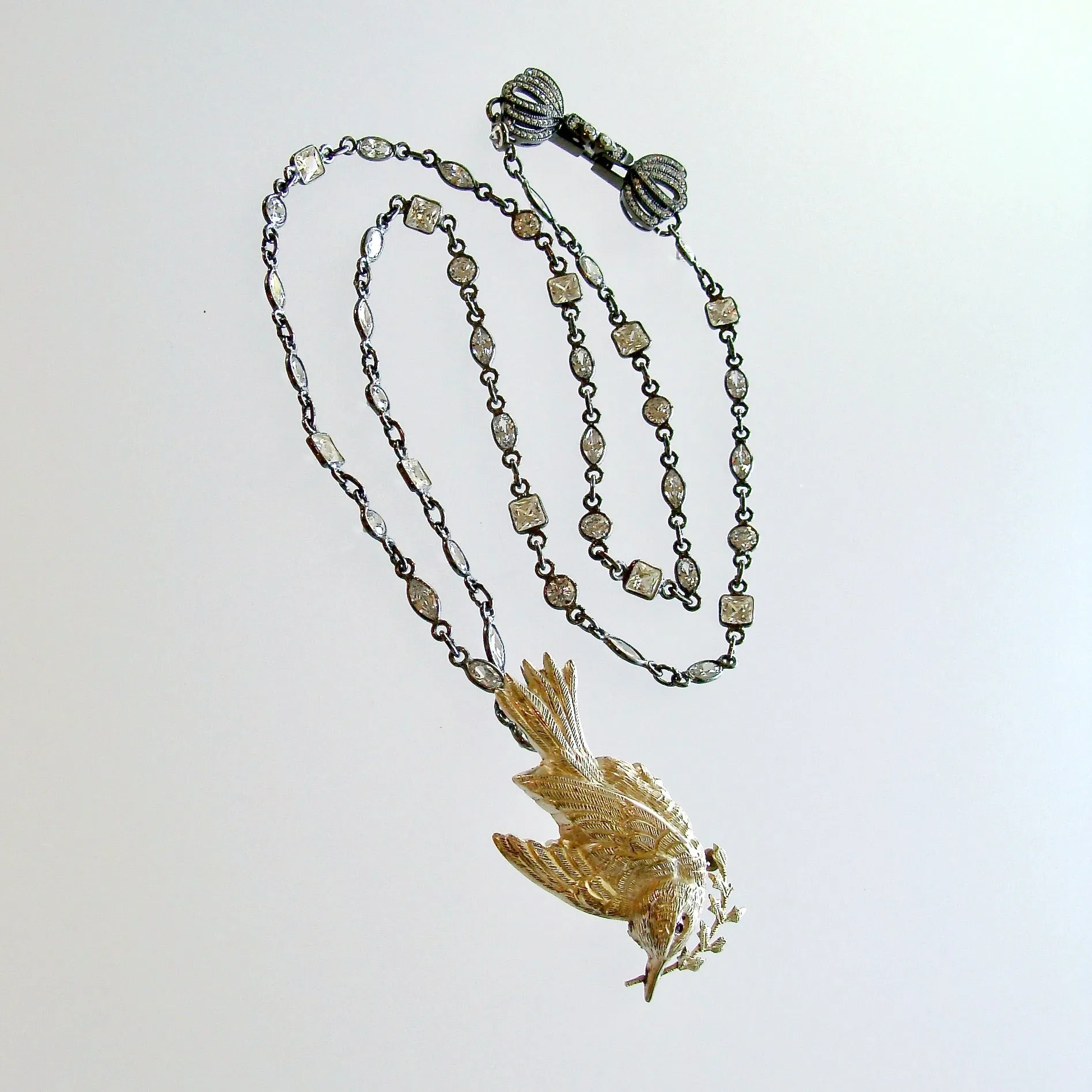 Sterling Silver Peace Dove Brooch Necklace - Dove Necklace