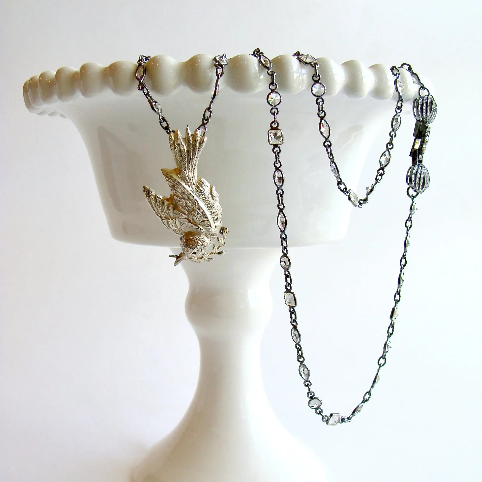 Sterling Silver Peace Dove Brooch Necklace - Dove Necklace