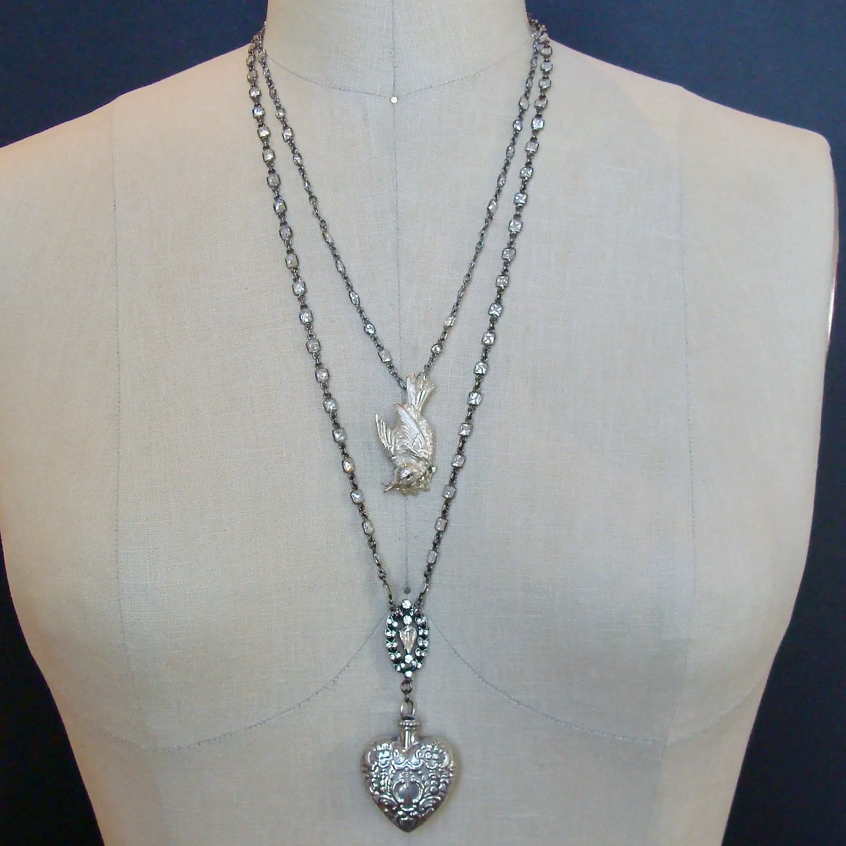 Sterling Silver Peace Dove Brooch Necklace - Dove Necklace