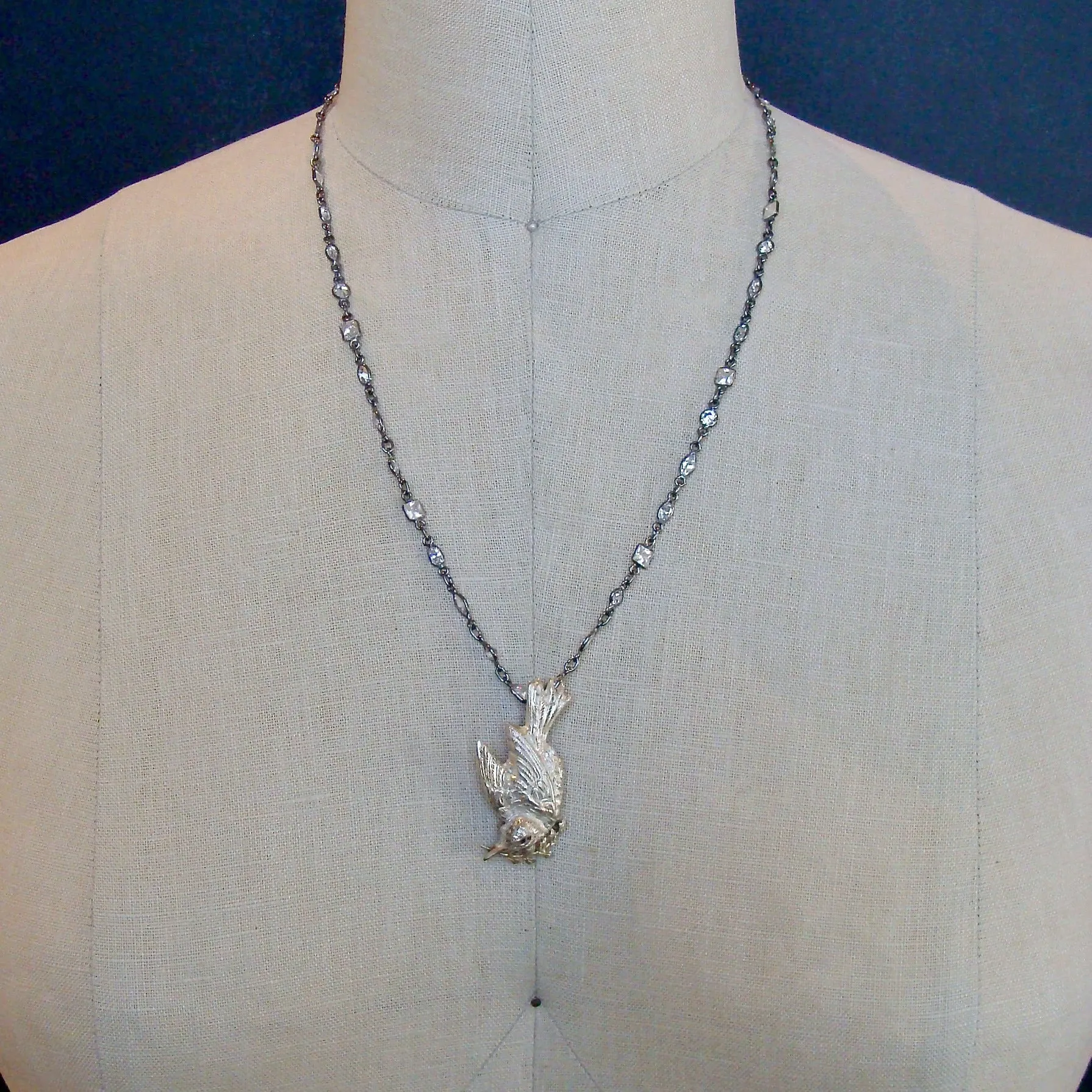 Sterling Silver Peace Dove Brooch Necklace - Dove Necklace