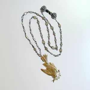 Sterling Silver Peace Dove Brooch Necklace - Dove Necklace