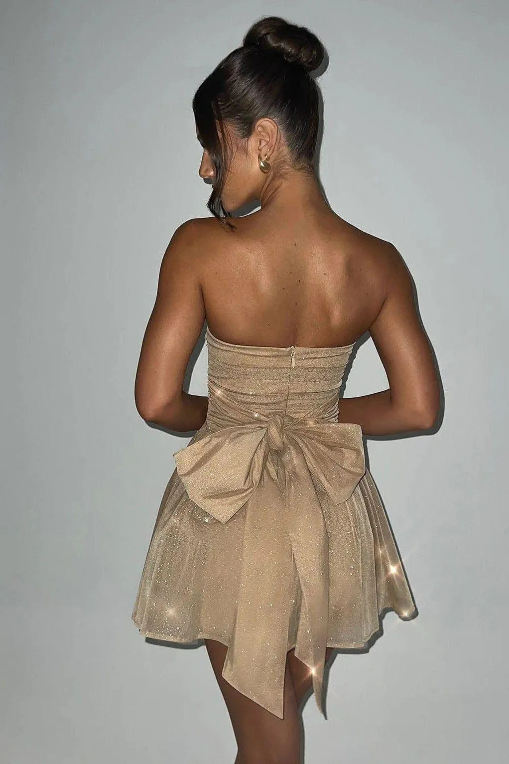 Strapless backless short evening dress