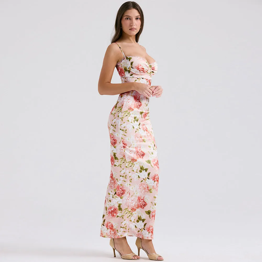 Strappy Sleeveless Floral Maxi Dress ZNSBA1063