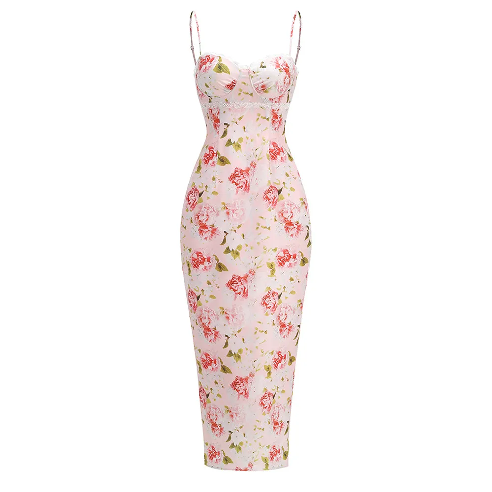 Strappy Sleeveless Floral Maxi Dress ZNSBA1063