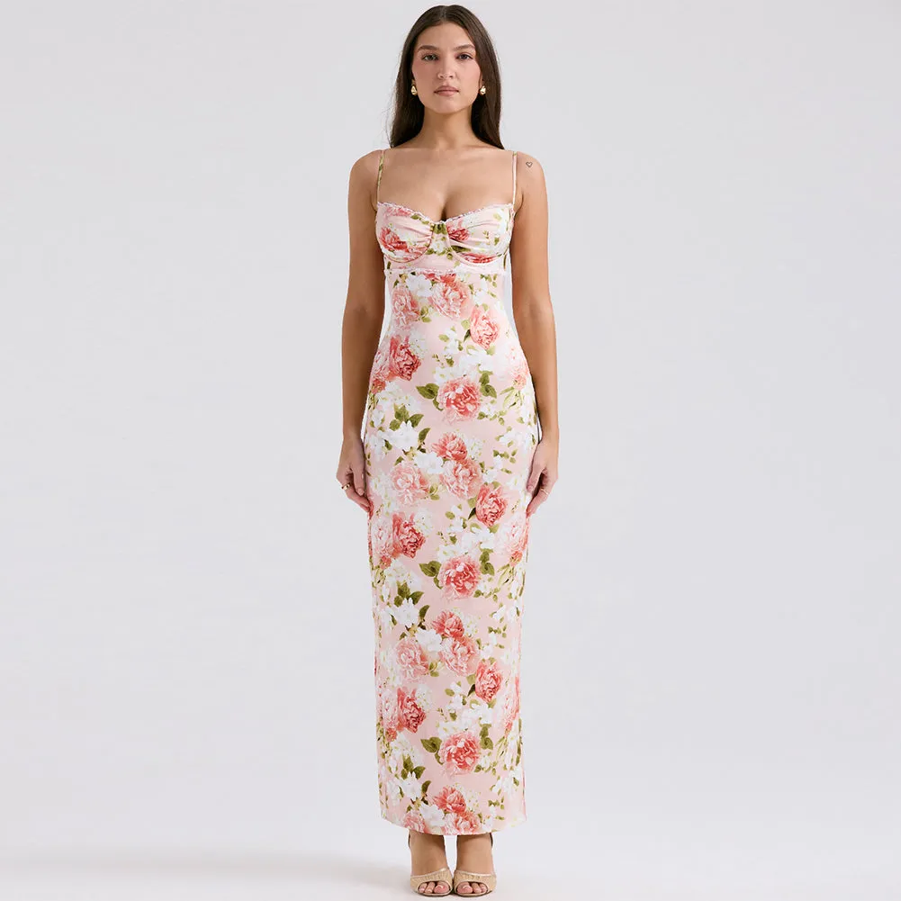 Strappy Sleeveless Floral Maxi Dress ZNSBA1063