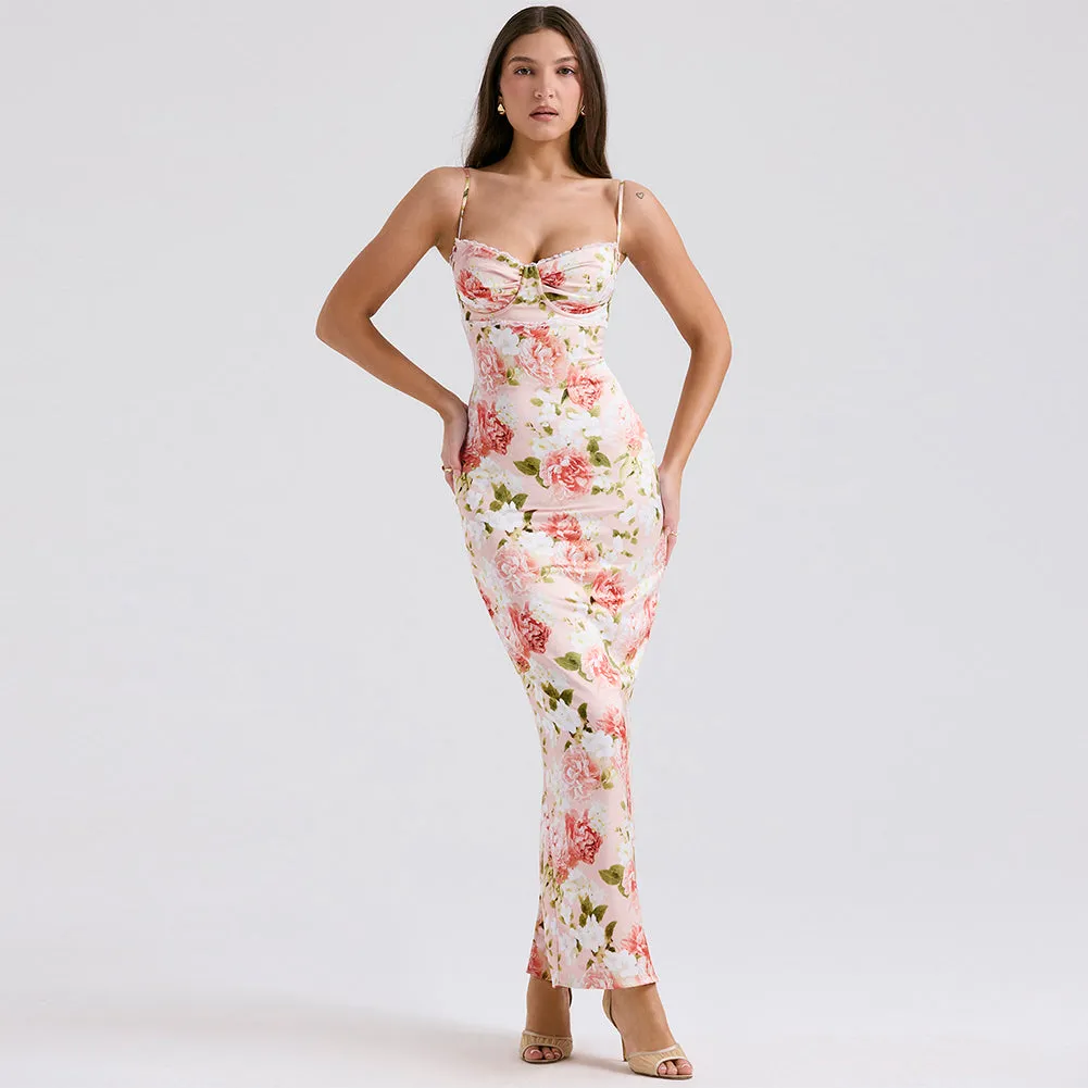 Strappy Sleeveless Floral Maxi Dress ZNSBA1063