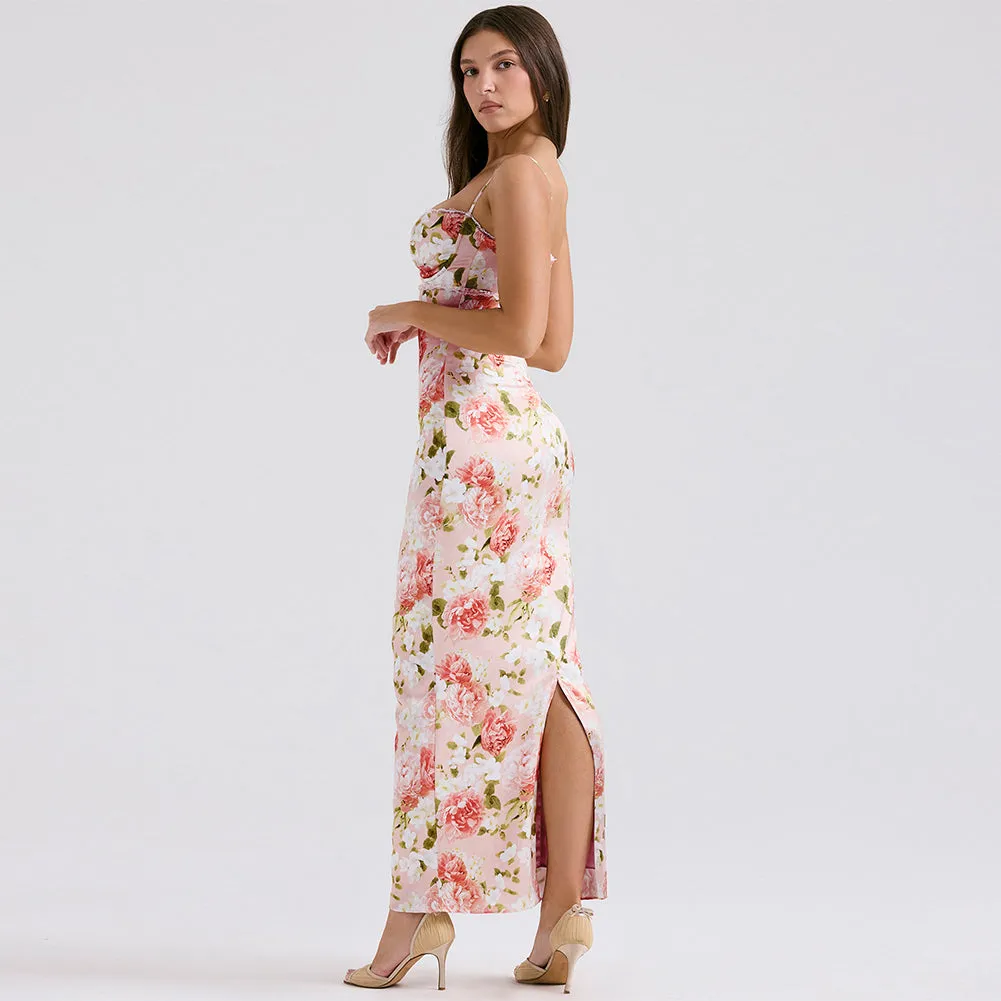 Strappy Sleeveless Floral Maxi Dress ZNSBA1063