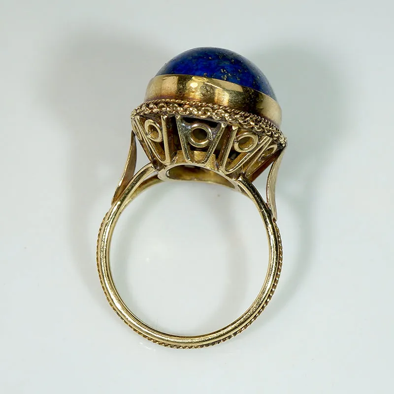 Stunning Lapis Cocktail Ring in Luxe 18k Gold