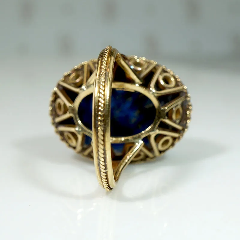 Stunning Lapis Cocktail Ring in Luxe 18k Gold