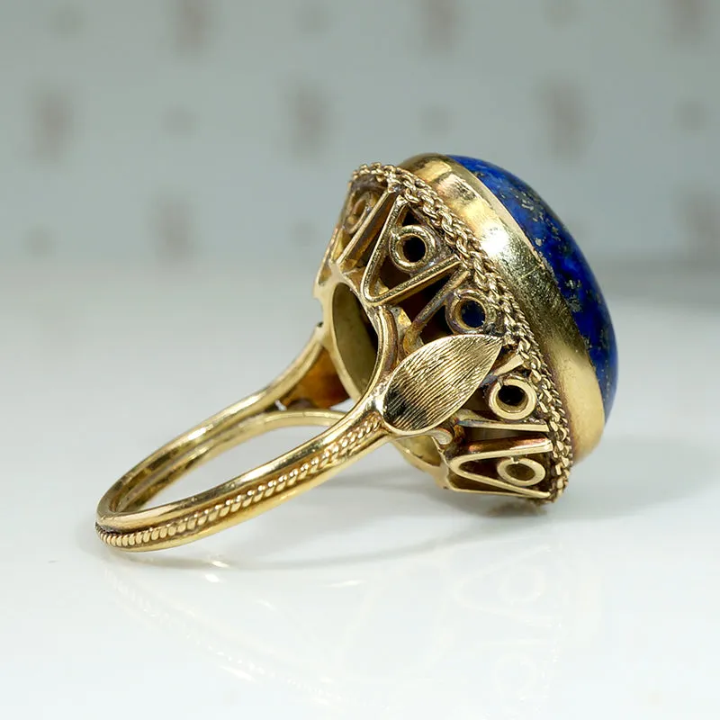 Stunning Lapis Cocktail Ring in Luxe 18k Gold