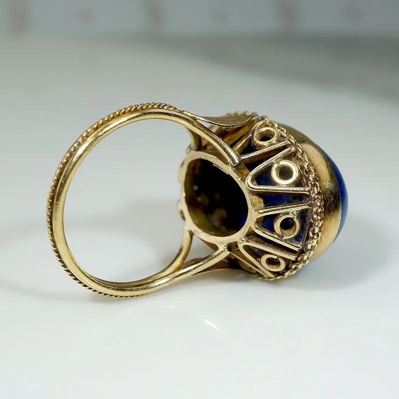 Stunning Lapis Cocktail Ring in Luxe 18k Gold