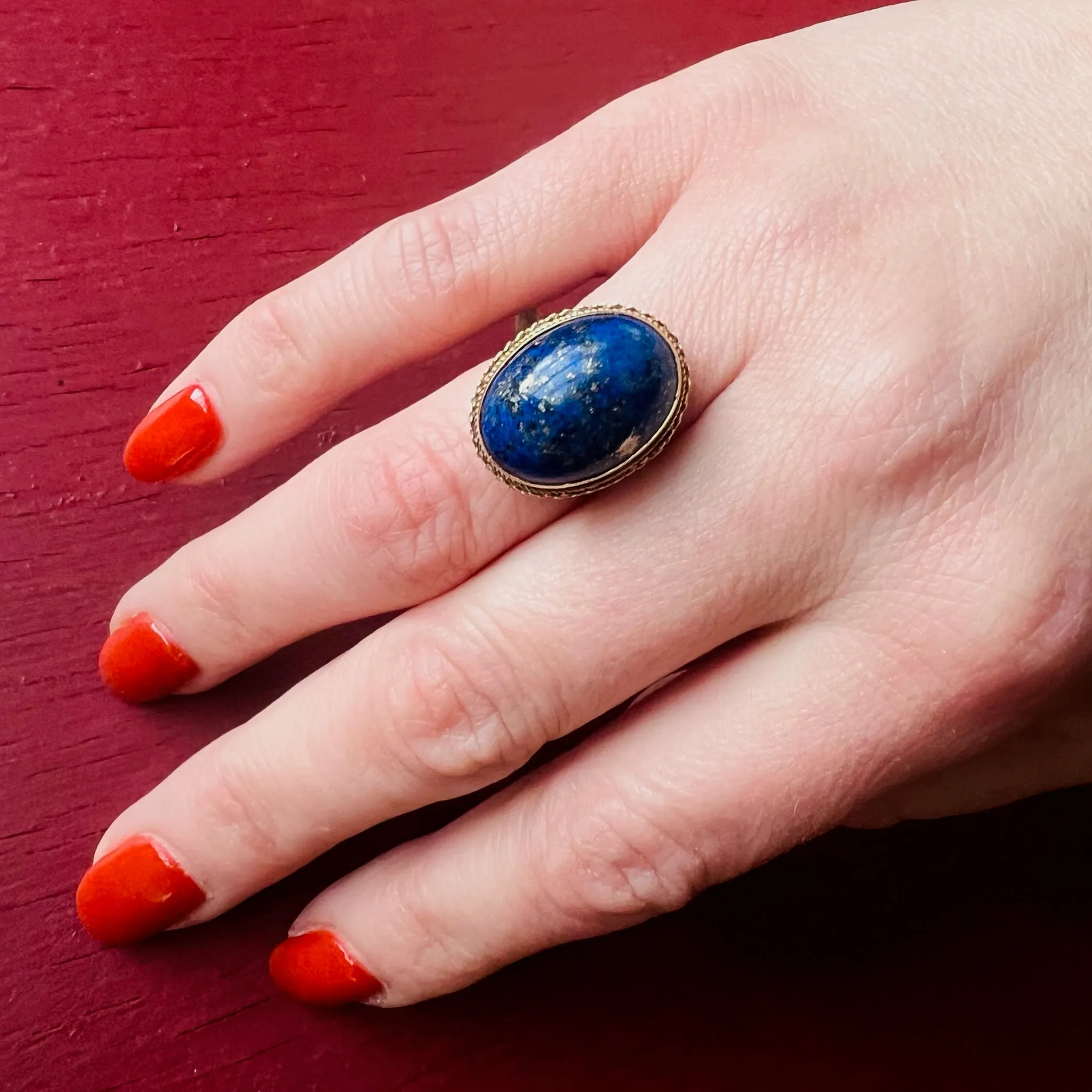 Stunning Lapis Cocktail Ring in Luxe 18k Gold