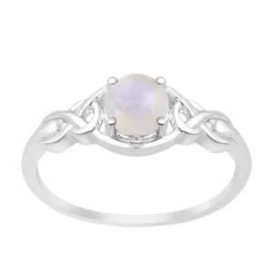 Stylish 925 Sterling Silver Round 6MM Moonstone Women Love Wedding Ring