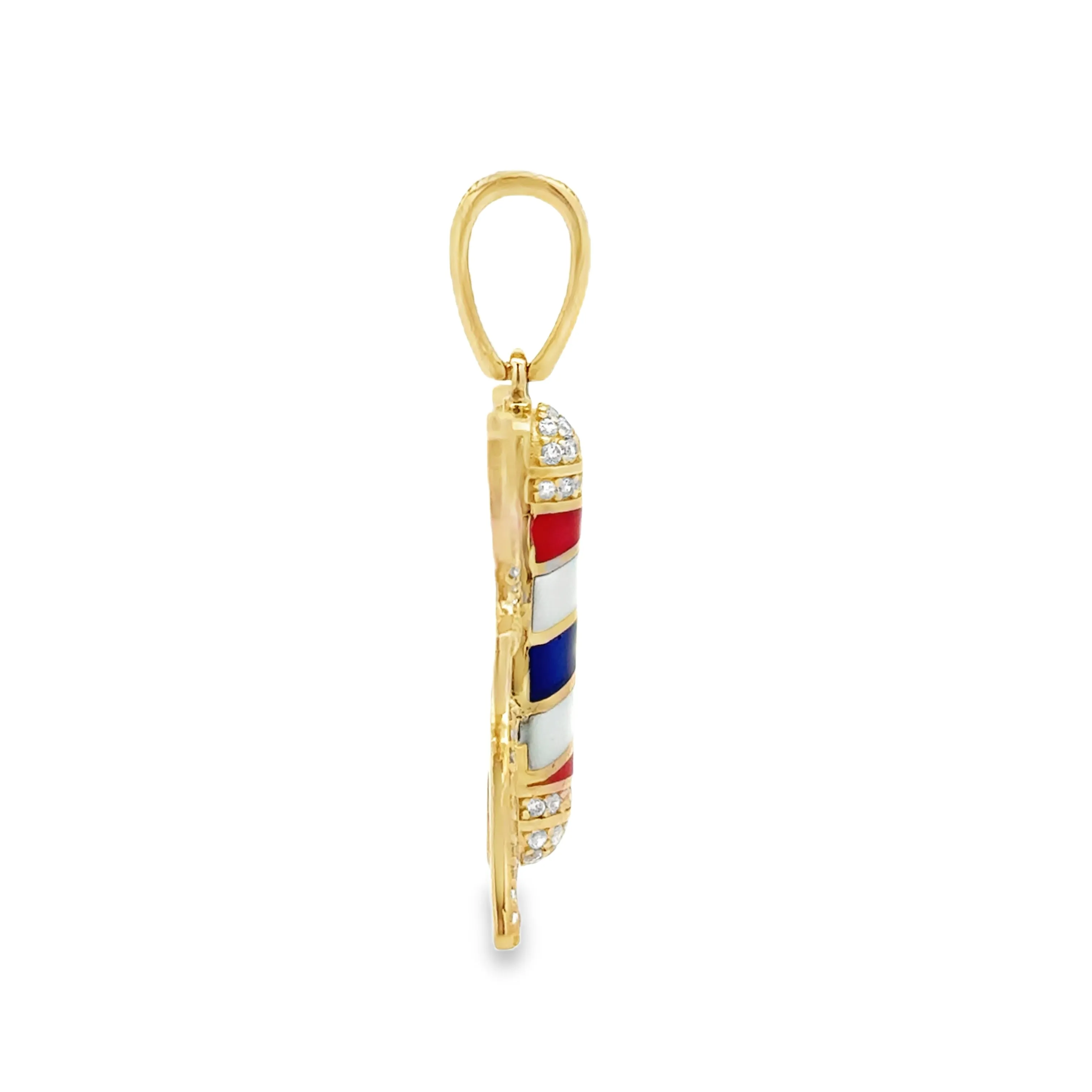 Stylish Barber's Pole Pendant 10k