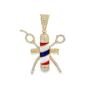 Stylish Barber's Pole Pendant 10k