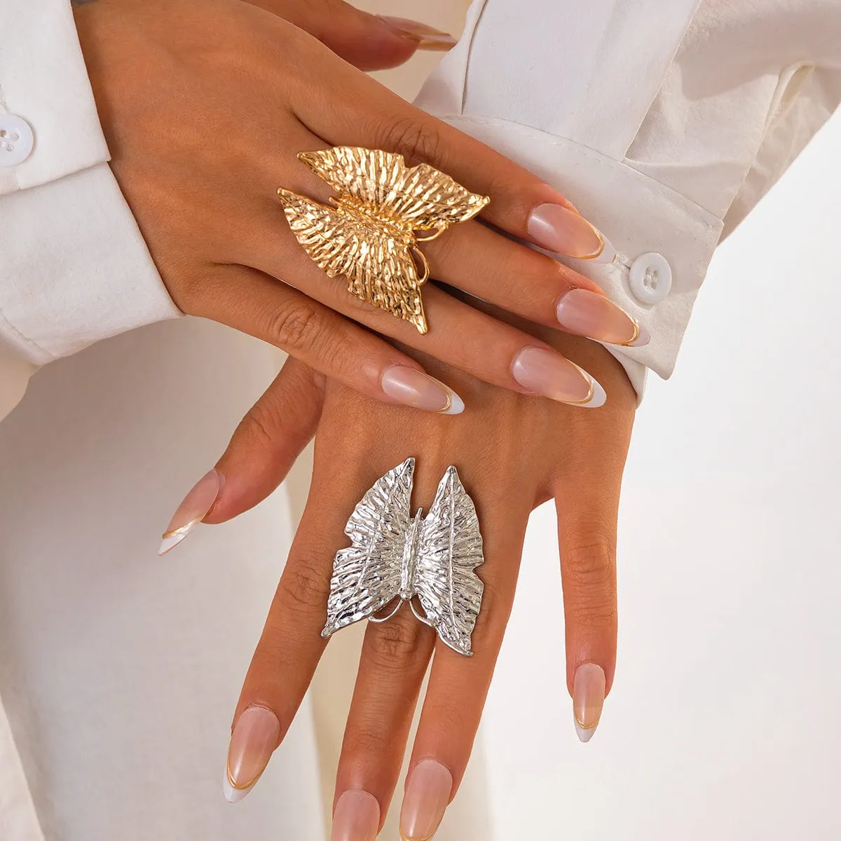 Stylish Chunky Textured Butterfly Ring