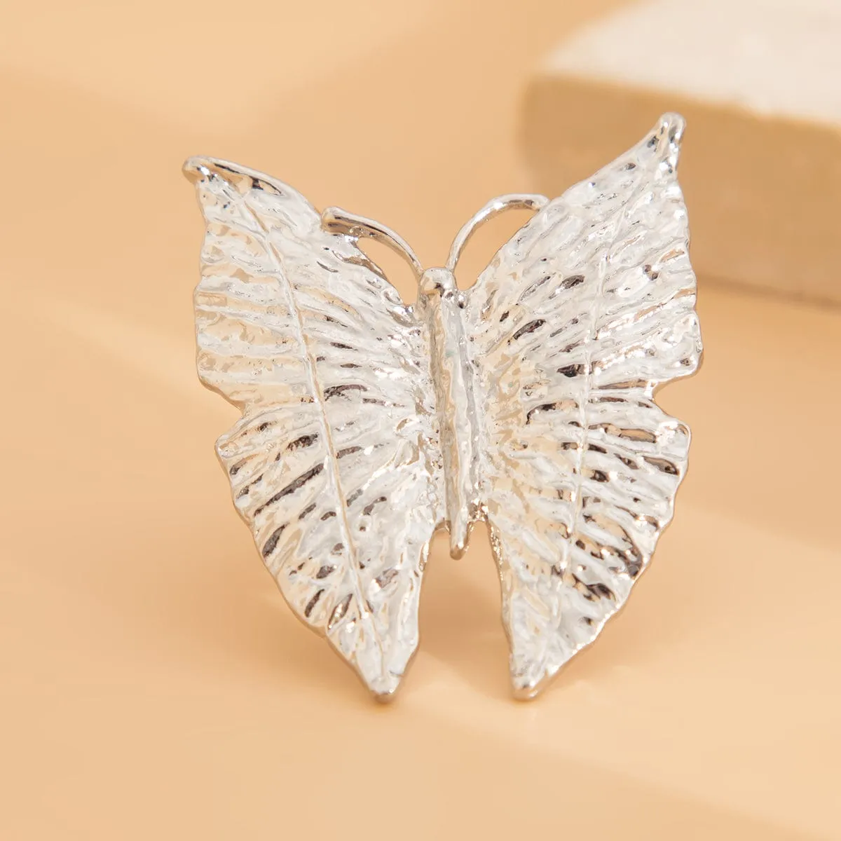 Stylish Chunky Textured Butterfly Ring