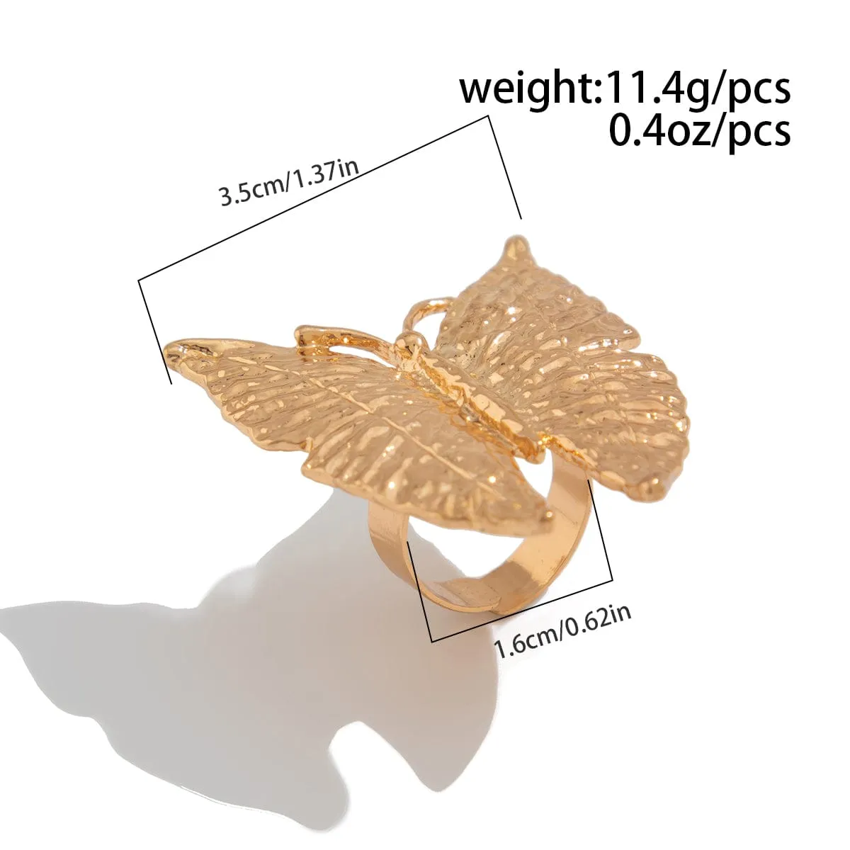 Stylish Chunky Textured Butterfly Ring