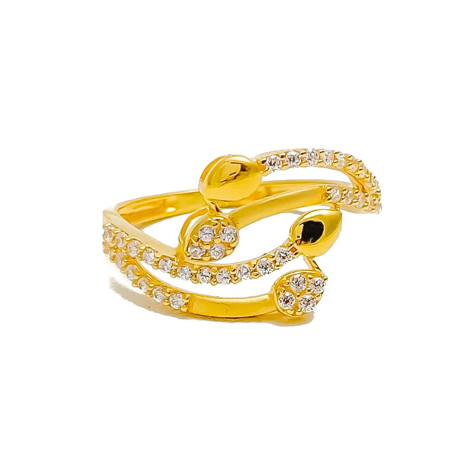Stylish Flowy 22k Gold Trendy CZ Ring