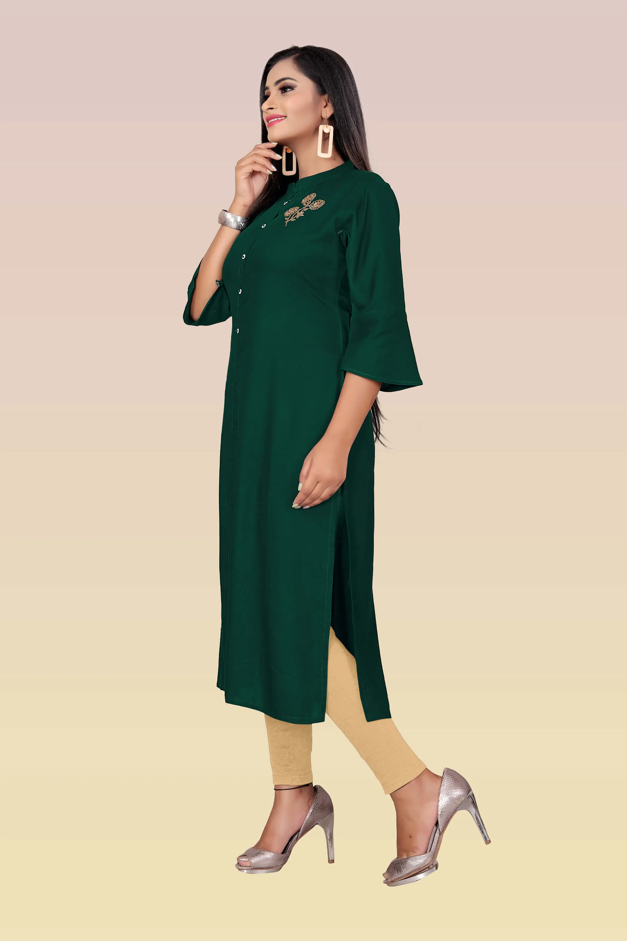 Stylish Green kurti with stylish handwork