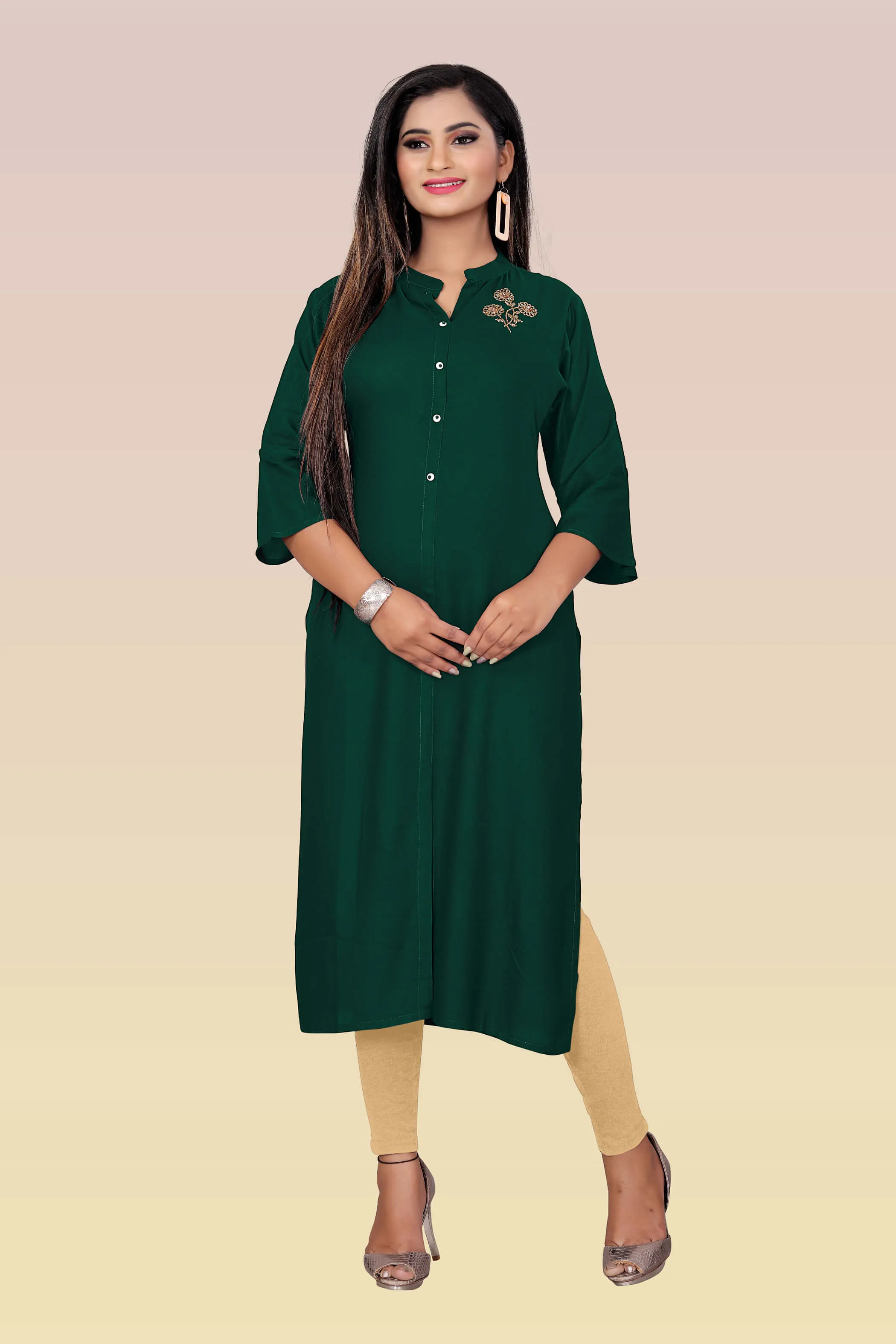 Stylish Green kurti with stylish handwork