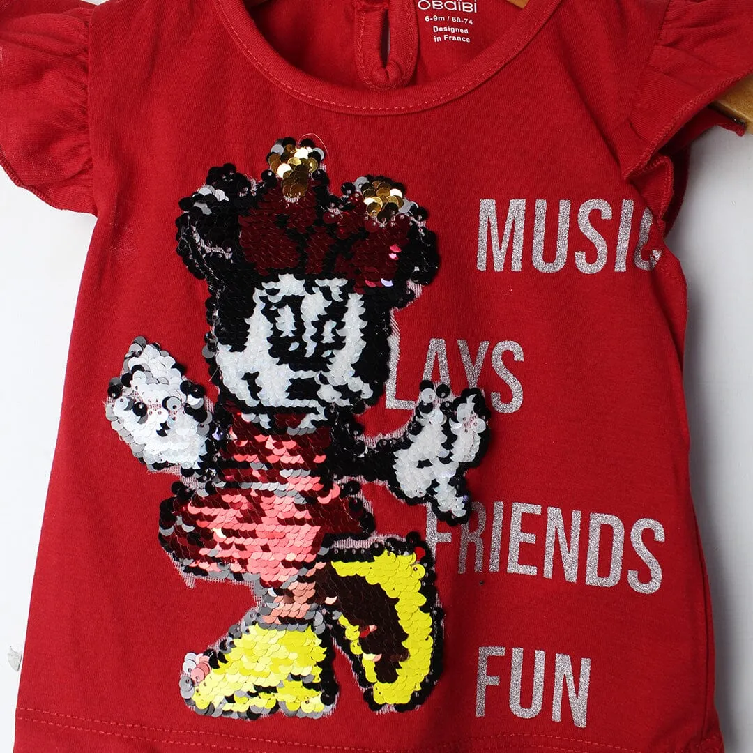Stylish Maroon Themed Girls T-Shirt