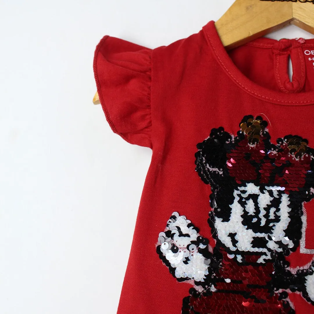 Stylish Maroon Themed Girls T-Shirt