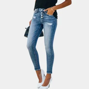 Stylish Skinny Jeans for Women with Trendy Buttons