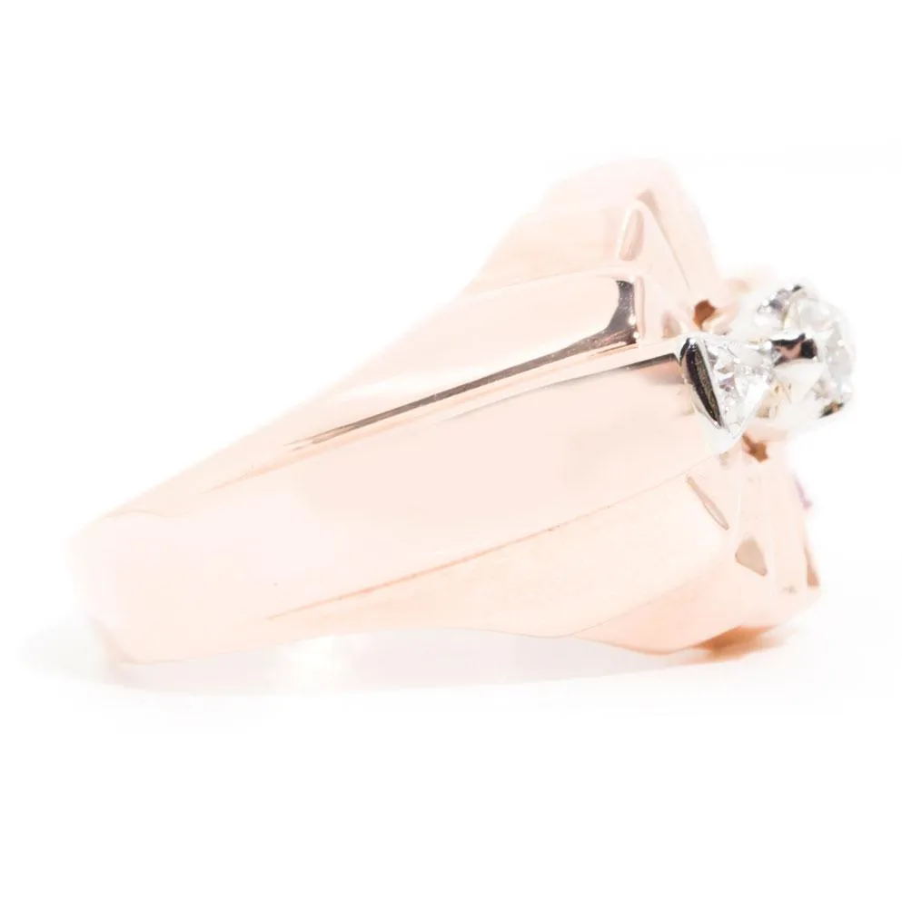 Sundial Circa 1940s Ruby & Old Cut Diamond Vintage Ring