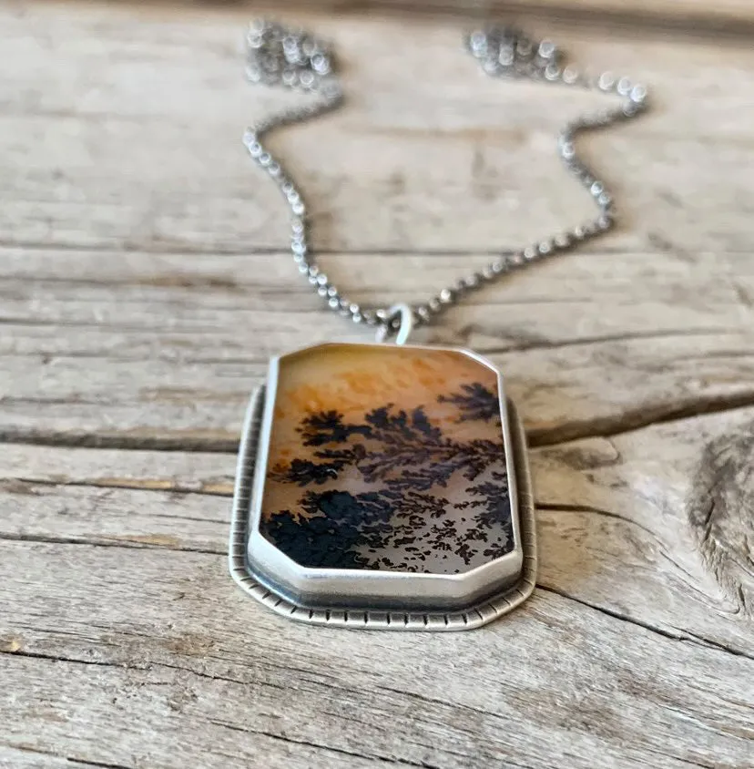 Sunset Dendrite ~Delicate Custom Silver Work with 18" Chain