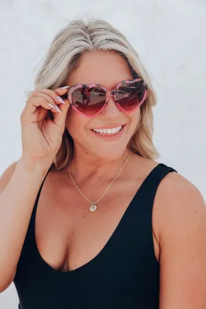 Sweet Days Heart Sunglasses - Pink Tortoise