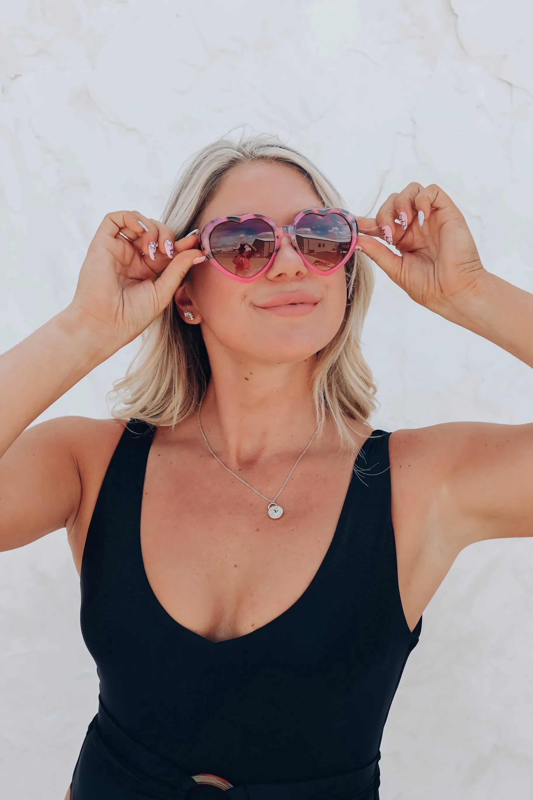 Sweet Days Heart Sunglasses - Pink Tortoise