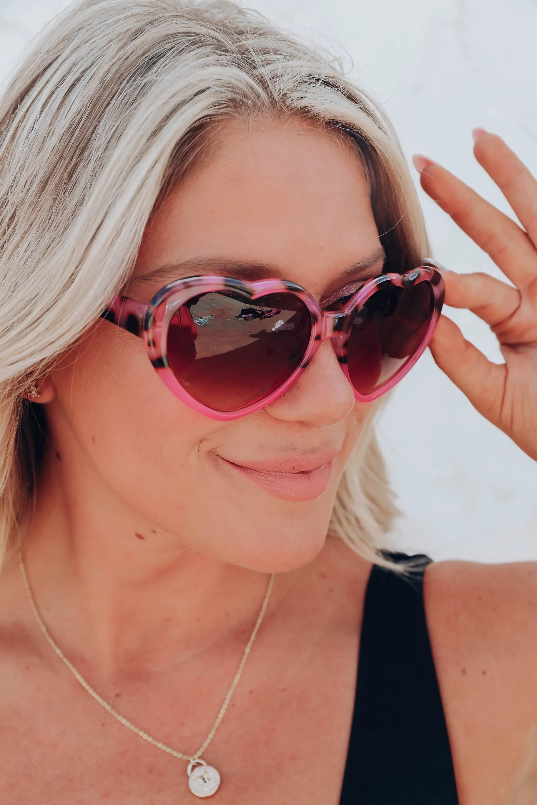 Sweet Days Heart Sunglasses - Pink Tortoise