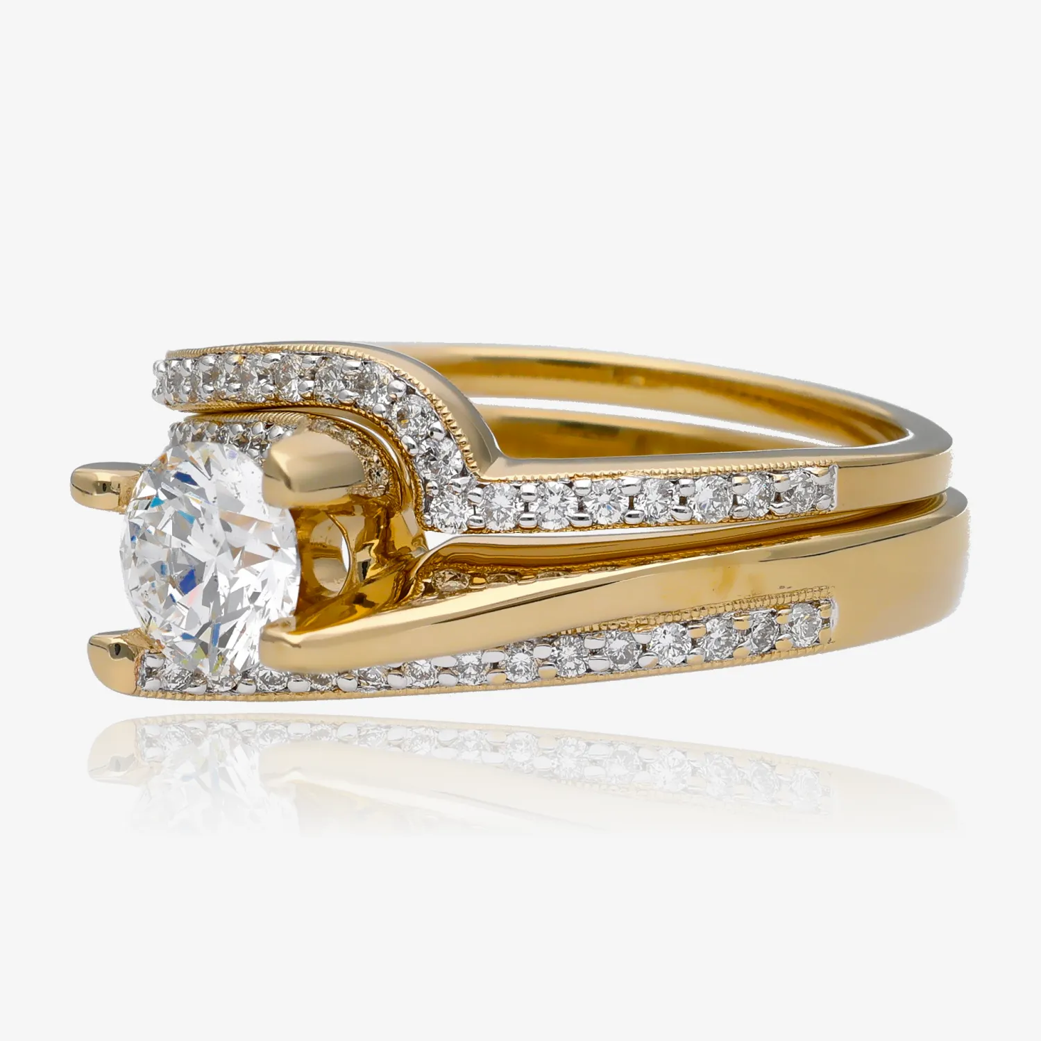 Swept Lab Diamond Bypass Bridal Ring Set