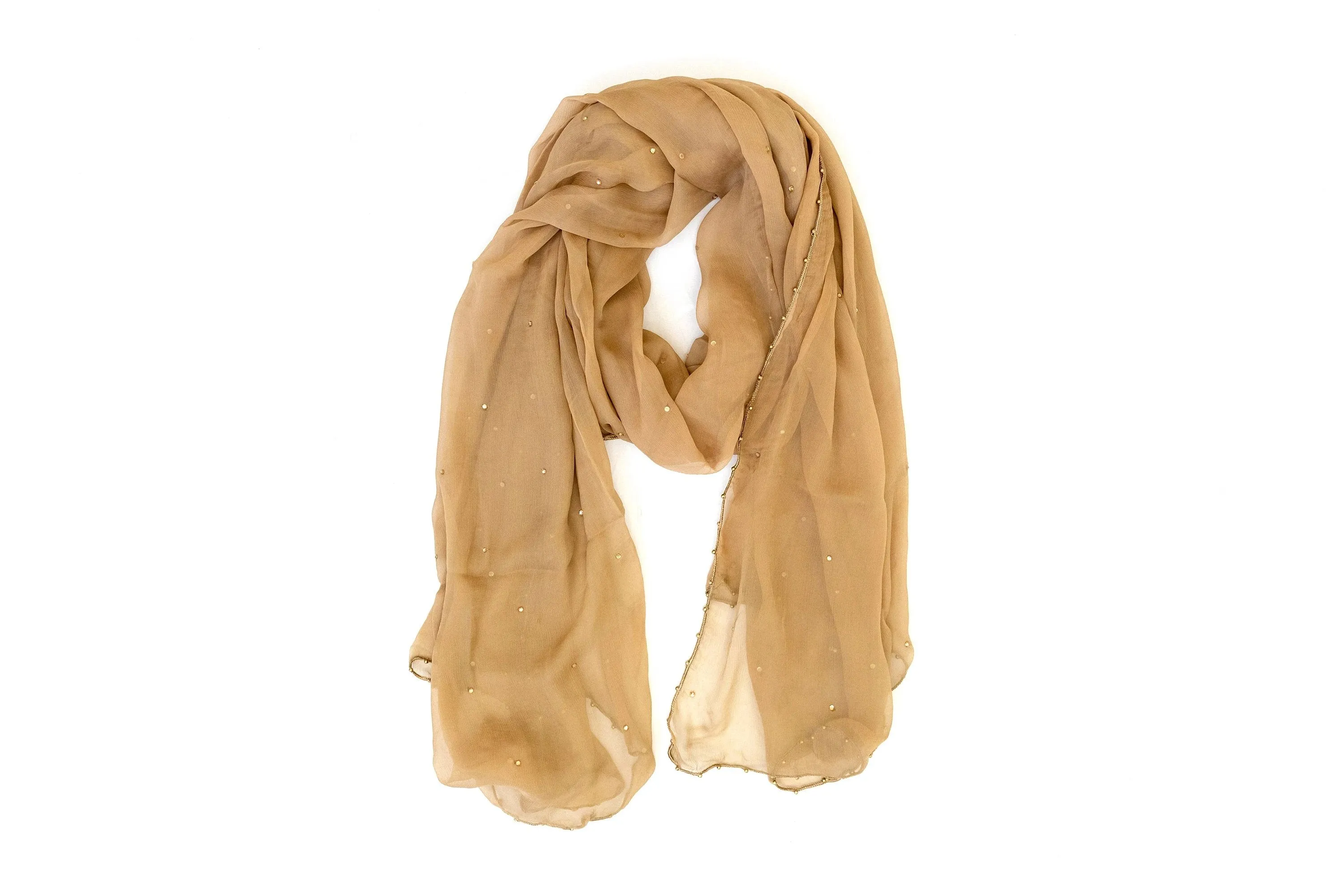 Tan - Beige Dupatta - Scarf
