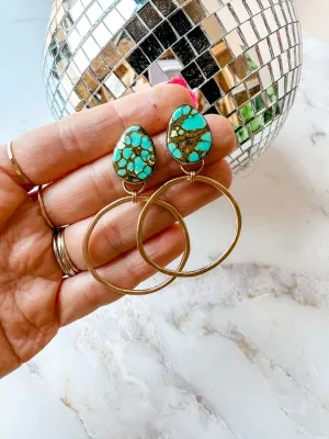 Teardrop Turquoise Gold Fill Hoops
